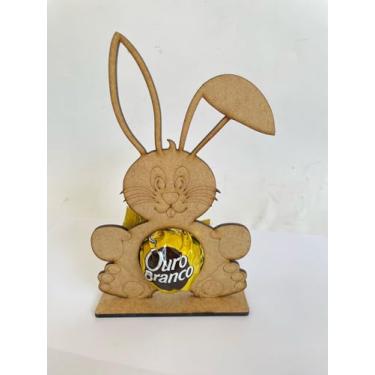 Imagem de Porta Bombom em MDF, Coelho de Páscoa Decorativo, Suporte para bombom (MOD01)