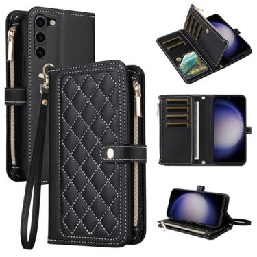 Imagem de Dswteny Capa carteira para Samsung Galaxy S23 Plus S23+ 5G com alça de pulso flip zíper suporte para cartão de crédito acessórios capa de telefone para S23plus 23S + S 23 23+ SM-S916U 16.8 cm mulheres