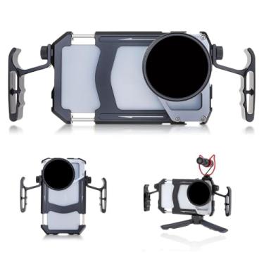 Imagem de Gaiola universal para celular, kit de equipamento de vídeo para smartphone com alça dupla, filtro ND, suporte de tripé, estabilizador de telefone de liga de alumínio para gravação de vídeo, orifício
