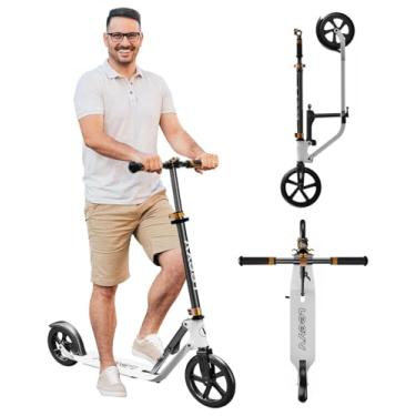 Imagem de Scooter para adultos – Scooter adulto, dobrável, altura ajustável, rodas grandes, armação leve de alumínio | Adequado para adolescentes a partir de 120 kg | Limite de peso de 120 kg, patinete