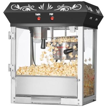 Imagem de Máquina de Pipoca Great Northern Foundation Preta, 170 g, Estilo Antigo de Cinema, Ideal para Uso Doméstico e Festas. Produza Pipoca Fresca.