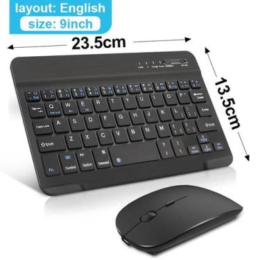 Imagem de Mini Teclado e Mouse Sem Fio Bluetooth Recarregável