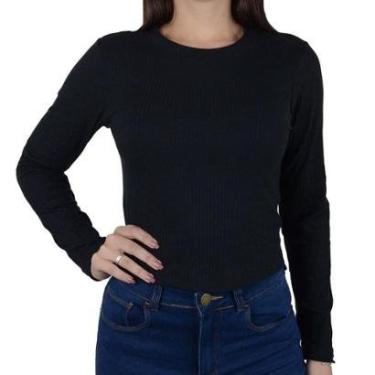 Imagem de Blusa Feminina LZT Canelada Cropped Preta - 7059-Feminino
