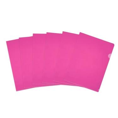 Imagem de PATIKIL Pacote com 6 pastas de plástico tipo L, pastas transparentes tamanho carta para documentos, capas de papel, pasta de projeto para escritório em casa, rosa