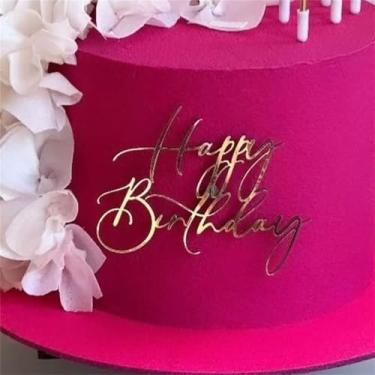 Imagem de HQKJGSYX Happy Birthday Cake Topper Oh Baby Cake Topper Gold Acrylic Birthday Cake Decorations Baby Shower Cupcake Topper Decorations for Boys and Girls for Party Decor Supplies