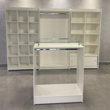 Imagem de Kit Estantes E Balcão Expositoras Multiuso Branco 185X363X32Cm - Deep