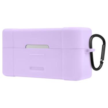 Imagem de Geekria Capa para microfone para criadores compatível com DJI Mic 2 capa de carregamento, capa protetora de silicone para microfone, capa de carregamento de viagem para microfone macio (roxa)