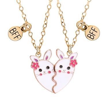 Imagem de Ancnoz Colar de coelhinho fofo para melhor amigo para 2 melhores amigas, colares de coelho combinando para melhor amiga, presente de aniversário para irmã coelhinho da Páscoa, presentes para o Natal,