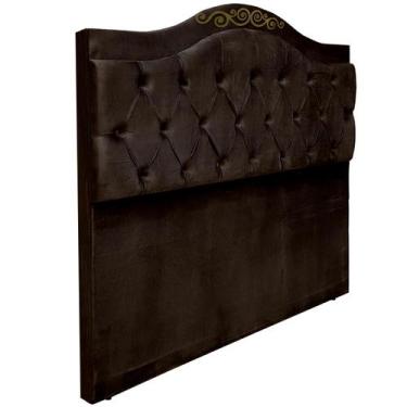 Imagem de Cabeceira Box Casal Almofadada Capitonê Provençal Detalier Suede Marro