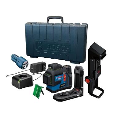 Imagem de BOSCH GLL330-42CGL 12V Max 360⁰ Bluetooth Connected Green-Beam Kit Laser Três Planos - Inclui bateria de 12 V, carregador, suporte, clipe, placa de destino, estojo