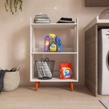 Imagem de Armário Para Lavanderia Organizador e Multiuso Com Pés de Madeira Maci