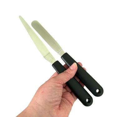 Imagem de Kit 2 Pçs Espátula Angular Ponta Fina E Reta Para Confeiteiro Aço Inox Profissional