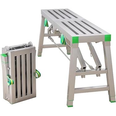 Imagem de WYUYIWH Escada de torre de plataforma de trabalho de andaime de aço com capacidade de 399 kg, ideal para lavagem de veículos, limpeza, decoração, banco, soldagem, portátil e dobrável