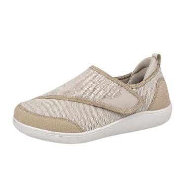 Imagem de Vaveren Tênis de malha feminina sapatos de enfermagem no verão respirável anti -apartamentos casuais deslizantes, Cáqui, 39