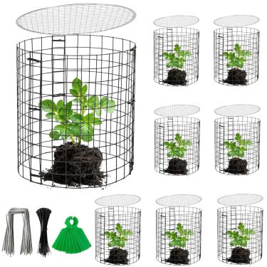 Imagem de Adnee Pacote Com 8 Protetores De Plantas De Arame Com Capa - 30,5 Cm X 28,8 Cm, Protetores De Plantas Removíveis, Gaiolas De Metal Para Plantas - Gaiolas Para Plantas De Jardim, Flores E Vegetais P