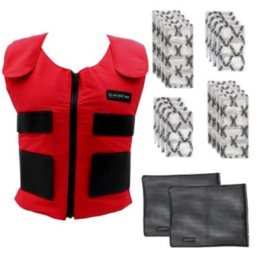 Imagem de Glacier Tek Conjunto de colete esportivo descolado, com pacotes de resfriamento biobactérias Plus Pack conjunto vermelho