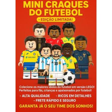 Imagem de Bonecos Jogadores de Futebol Tipo Lego Playmobil Figuras Seleções com 