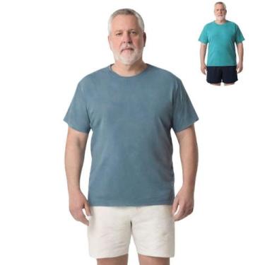 Imagem de Kit 2 Camisas Masculina Manga Curta Plus Size Malha Fria - Genérica, G