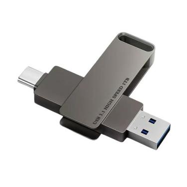 Imagem de Pendrive de 1tb, 2 em 1 metalizado , interface usb 3.0 e 2.0, tipo c e