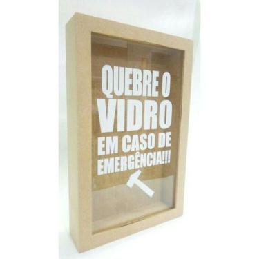 Imagem de Quadro Cofre Porta Rolhas 27x17 Quebre O Vidro Em Caso Emêrgência - so