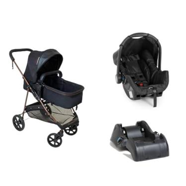 Imagem de Carrinho de Bebe Infantil Berço Passeio Moises Reversível Bebê Conforto Base Auto Napoli Galzerano