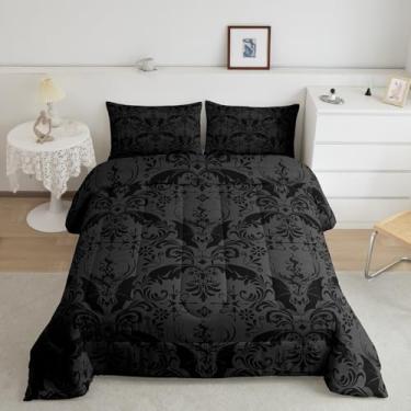 Imagem de Feelyou Conjunto de cama de jacquard infantil, tamanho Queen, boêmio, damasco, para decoração de quarto, vintage, damasco, floral, respirável, macio, feminino, masculino, com 2 fronhas