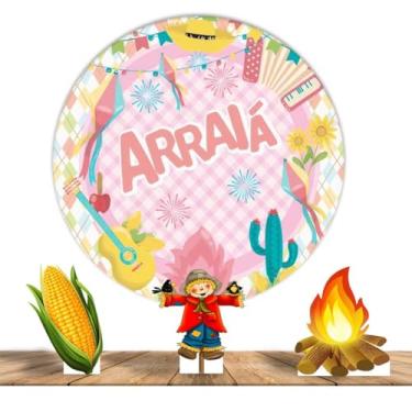 Imagem de Painel Redondo 1,50m + 03 Totens Display MDF 25cm Festa Junina (PD-FJN0006)