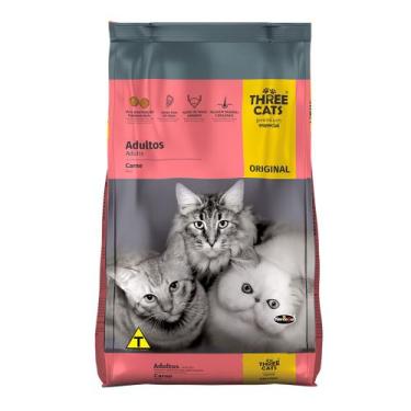 Imagem de Ração Three Cats Gatos Adultos Carne  1Kg