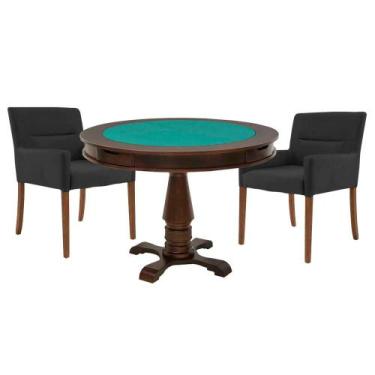 Imagem de Mesa de Jogos Carteado Victoria Redonda Tampo Reversível Imbuia com 2 