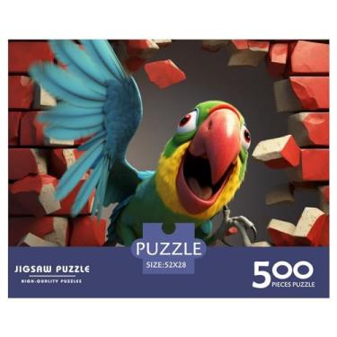 Imagem de Quebra-cabeça de pássaro para adultos, divertido, 500 peças, animal, educação, 3D, brinquedo, jogo intelectual, decoração de casa, alívio do estresse, relaxamento e inteligência, 500 peças (52 x 38 cm