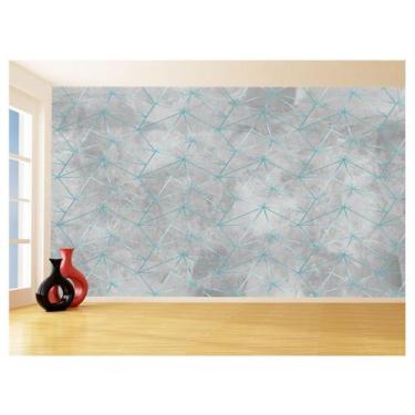 Imagem de Papel De Parede Concreto Linhas Azul Turquesa 3,5M Kkt322 - Você Decor