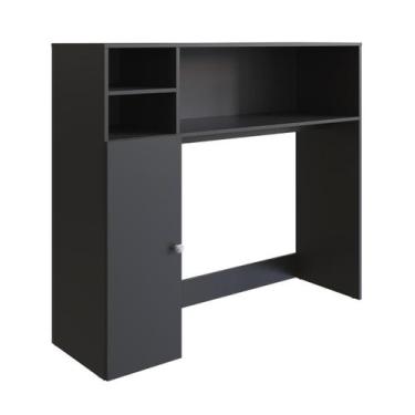 Imagem de Armário Multiuso Lateral Berlim 1 Porta 3 Nichos B52 Emovell, Preto