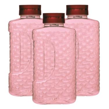 Imagem de Kit 3 Garrafa Geladeira Água Jarra Suco Com Tampa Higiênica Automatica Com Efeito Cascata 1,9 Litro (Bordo)