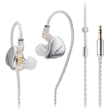 Imagem de TINHIFI C1 Novos auscultadores de referência de orçamento: música HiFi e jogos imersivos, driver de diafragma DLC, baixo profundo, auscultadores de sono de pressão zero (Prata, C1 3.5MM 2Pin No Mic)
