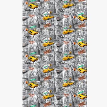 Imagem de Cortina de Box Estampada New York, PVC, 138 x 198 cm, com 6 Ganchos, Antimofo