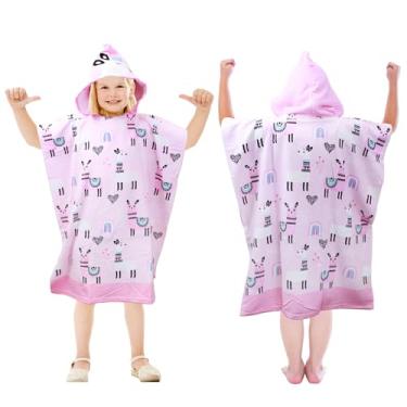 Imagem de bigjvbfv Toalha poncho com capuz infantil com botão e bolsa de armazenamento, 75 × 90 cm toalha de banho de microfibra macia para meninos e meninas, roupão absorvente de mudança de banho de desenho