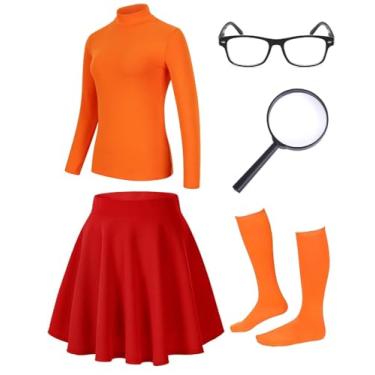 Imagem de QAQ-COSPLAY Conjunto de fantasia de detetive adulto para cosplay de Halloween, festas temáticas, Laranja, M