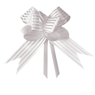 Imagem de 10 Laços Gravata Embalagem Presente Fita 30Mm Listras Bco