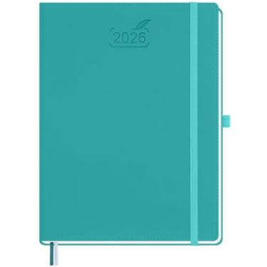 Imagem de BEZEND Agenda 2026 semanal e mensal (21,6 cm x 28 cm) calendário diário com horários e abas de hora em hora (janeiro a dezembro), notas e despesas, suporte para caneta, bolso interno, capa dura de