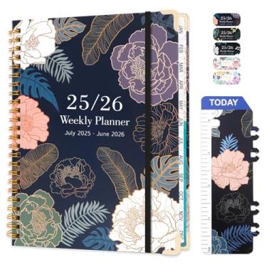 Imagem de Agenda 2025-2026, agenda diária de 12 meses, agenda acadêmica, agenda acadêmica, julho de 2025 a junho de 2026, caderno de capa dura de 16,5 x 21,8 cm com abas para material escolar de escritório