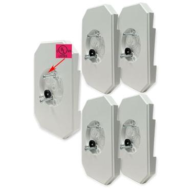 Imagem de iMBAPrice Kit de montagem de lâmpada de revestimento de PVC branco 8141DBL-5 com caixa elétrica integrada – Listado pela UL para revestimento de colo duplo de 10 cm, pacote com 5