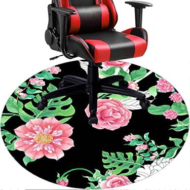 Imagem de Tapete de cadeira de escritório com flores, textura de flor, tapete de cadeira de mesa para piso de madeira de escritório em casa, protetor de piso de pilha baixa, redondo 119 cm