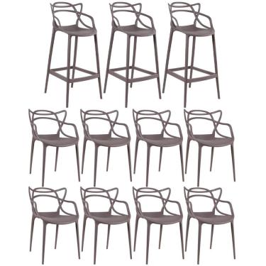 Imagem de 8 Cadeiras + 3 Banquetas Altas Masters Allegra Fendi