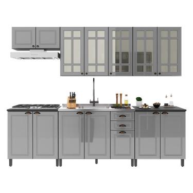 Imagem de Cozinha Modulada Firenze 6 Peças com Balcões 80cm - Indékes Chumbo/Titânio