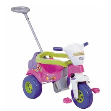 Imagem de Carrinho de Passeio Infantil Tico-Tico Motoca Bichos Rosa Com Som e Lu