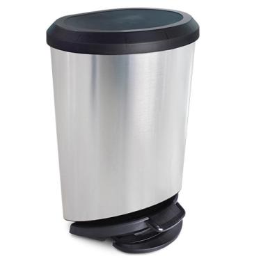 Imagem de Lixeira Label Inox 20 Litros Com Pedal Cesto De Lixo Cozinha Banheiro Escritorio Com Trava Saco Vintage