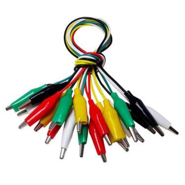 Imagem de Garra Jacaré Cabo Eletrônica 10 Fios Coloridos Jumper 50cm - Bbacomerc