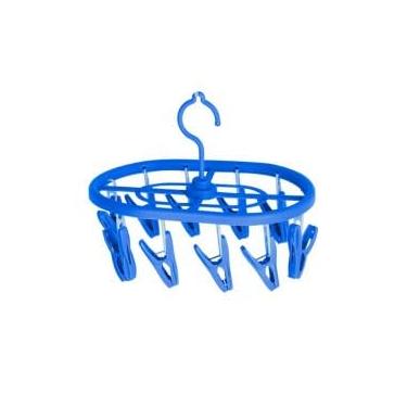 Imagem de Varal de Roupas Oval com 10 Prendedores, 23cm x 16cm, Plástico, Cores Sortidas