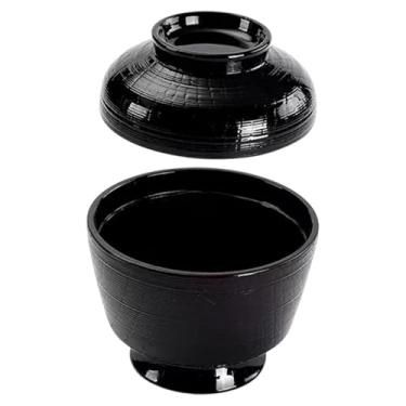 Imagem de IEUDNS Tigela de sopa de missô, tigela de arroz, presente de inauguração de casa multiuso, utensílios de mesa, estilo japonês para ramen, cereal, aperitivo, Preto Sólido