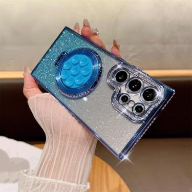 Imagem de MVVKKY para Samsung S24 Plus Luxury Glitter Case Ventosa Fixa Almofada Suporte Capa (para Samsung S24 Plus/BlueSF)